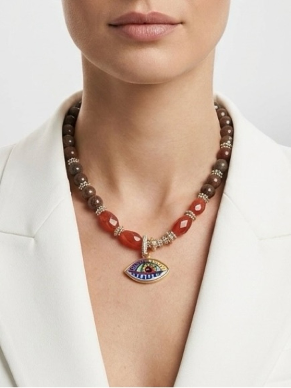Evil Eye Gemstone Necklace | Handcrafted 22K Gold Plated Agate Stone Jewelry